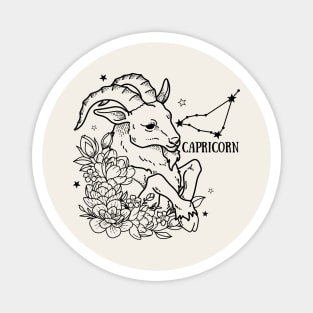 Capricorn Zodiac Sign Floral Magnet